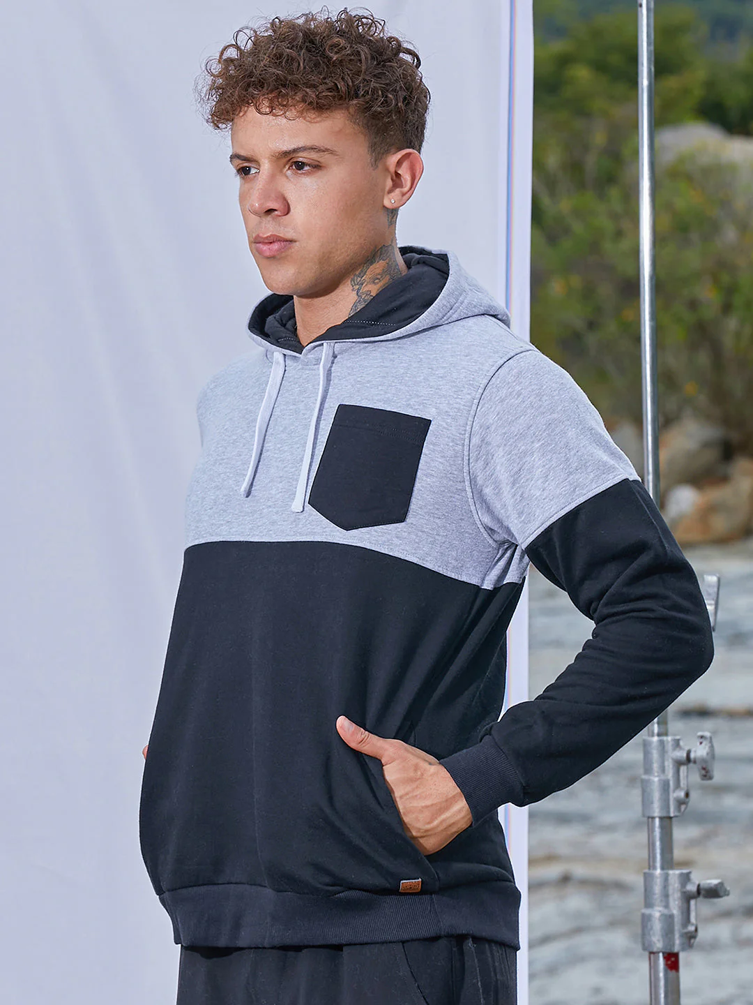 Pullover Hoodie With Patch Pocket - Image 3