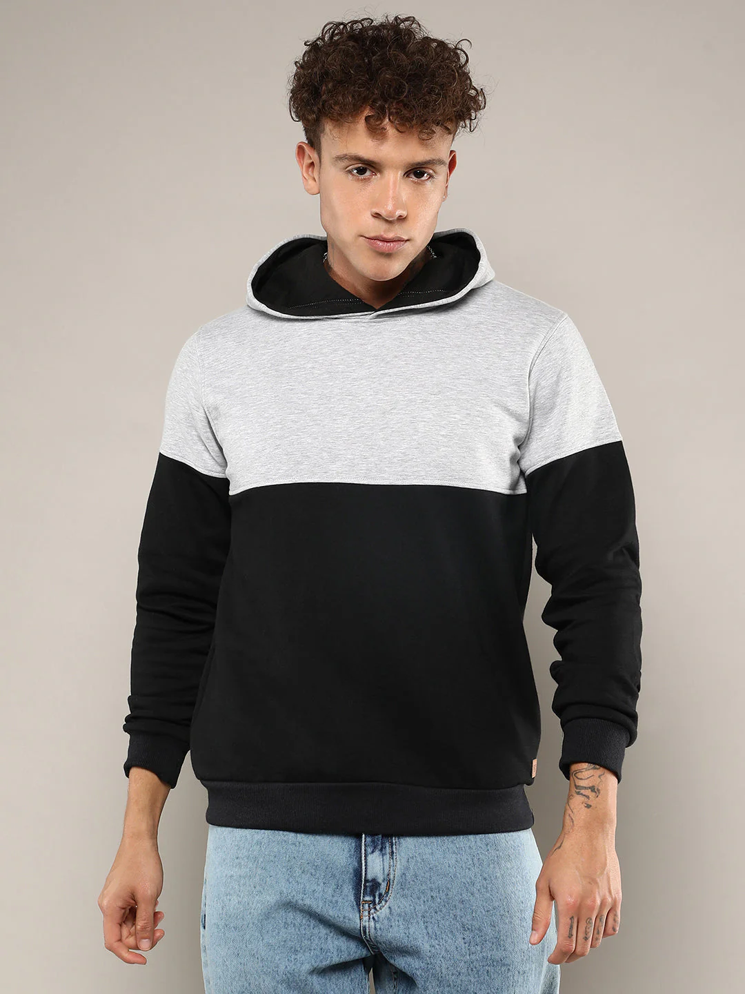 Pullover Hoodie With Ribbed Hem - Image 2