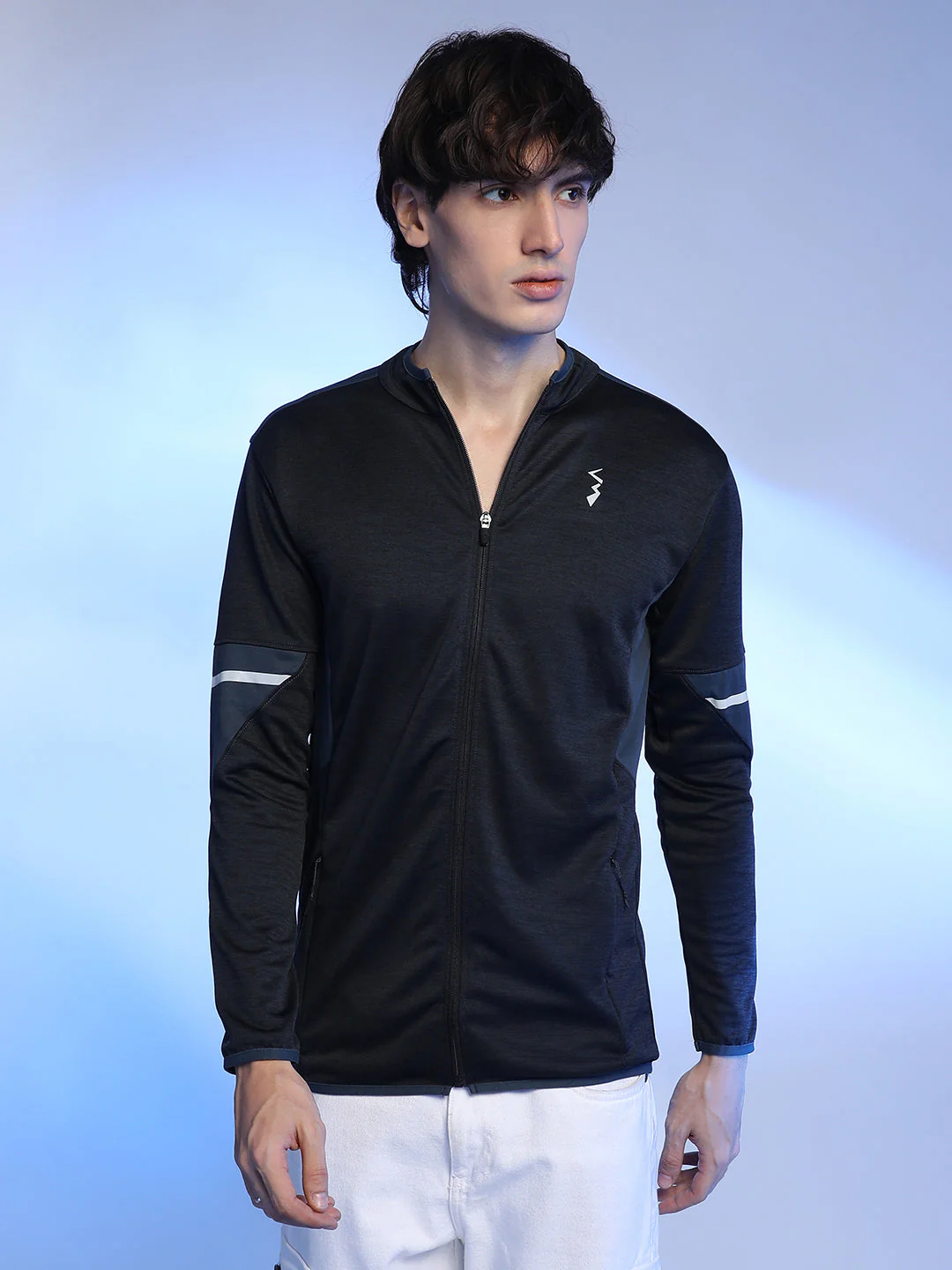Heathered Activewear Jacket With Contrast Detail - Image 2