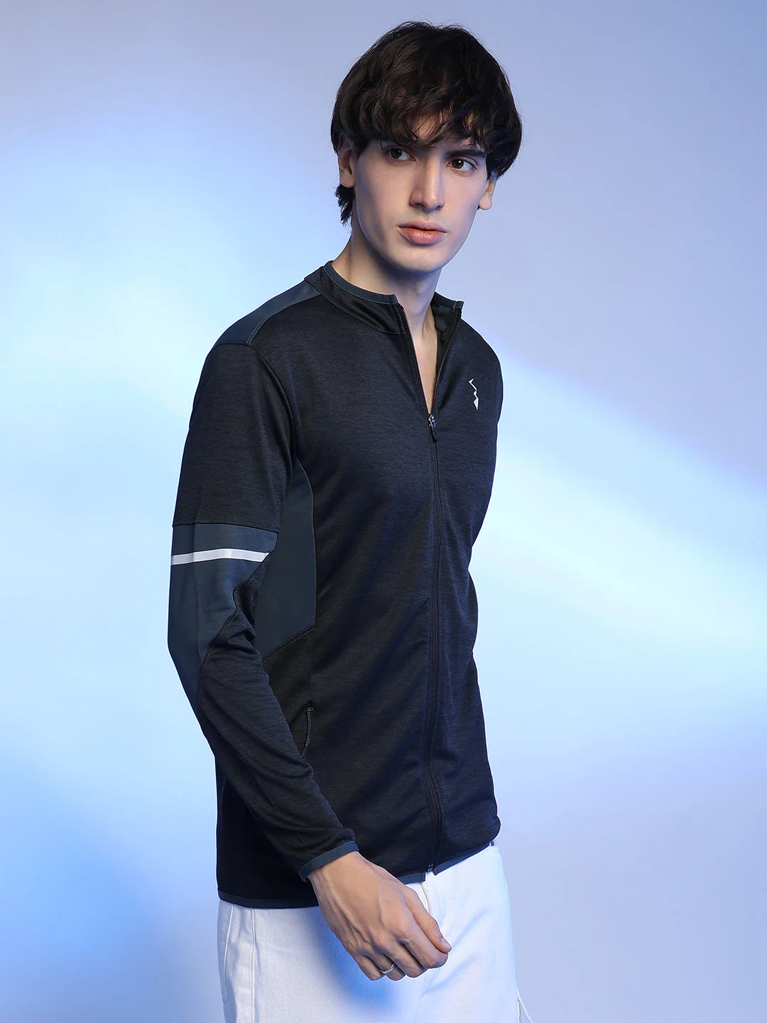 Heathered Activewear Jacket With Contrast Detail - Image 3