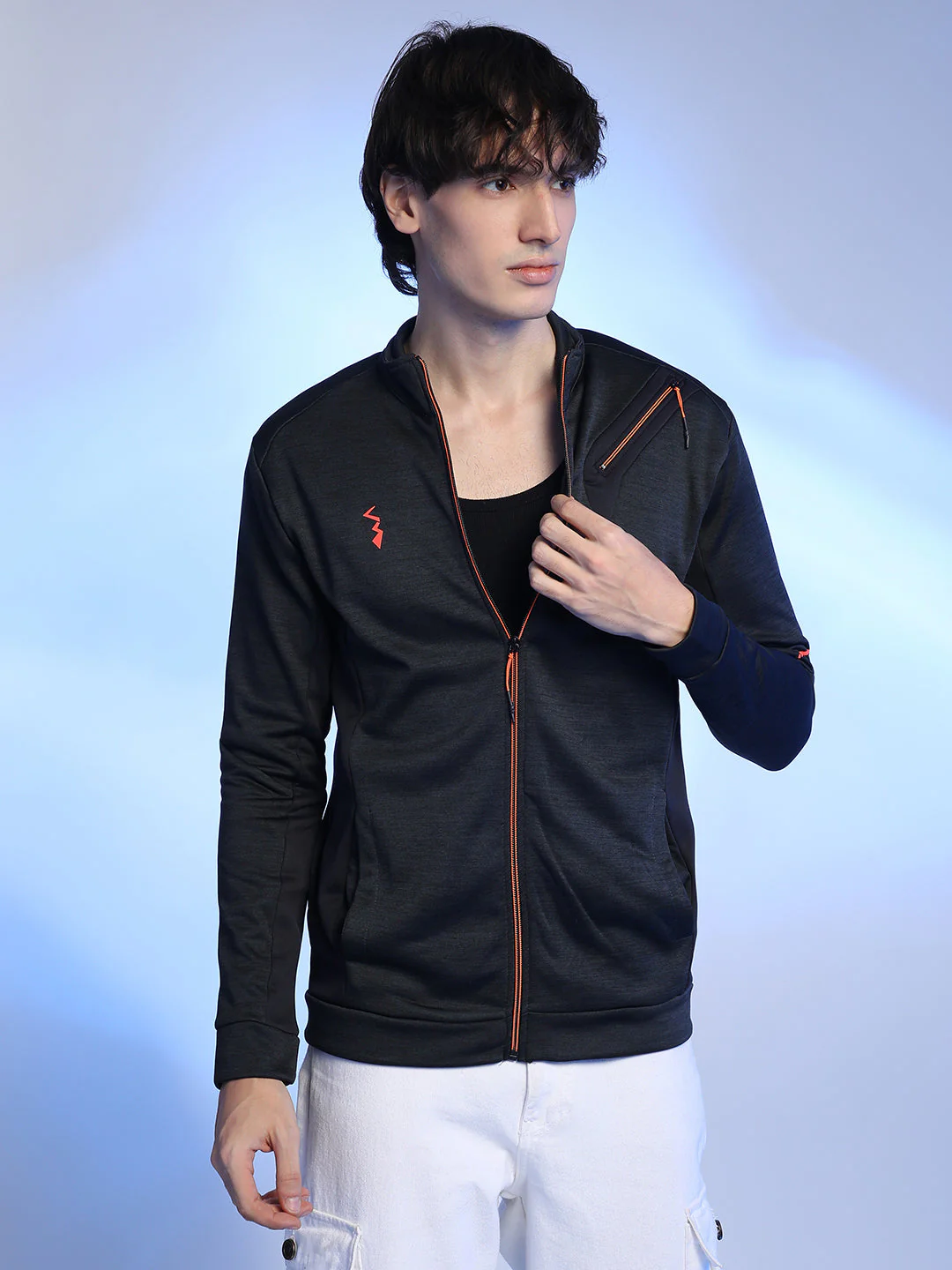 Heathered Activewear Jacket With Reflective Detail - Image 2