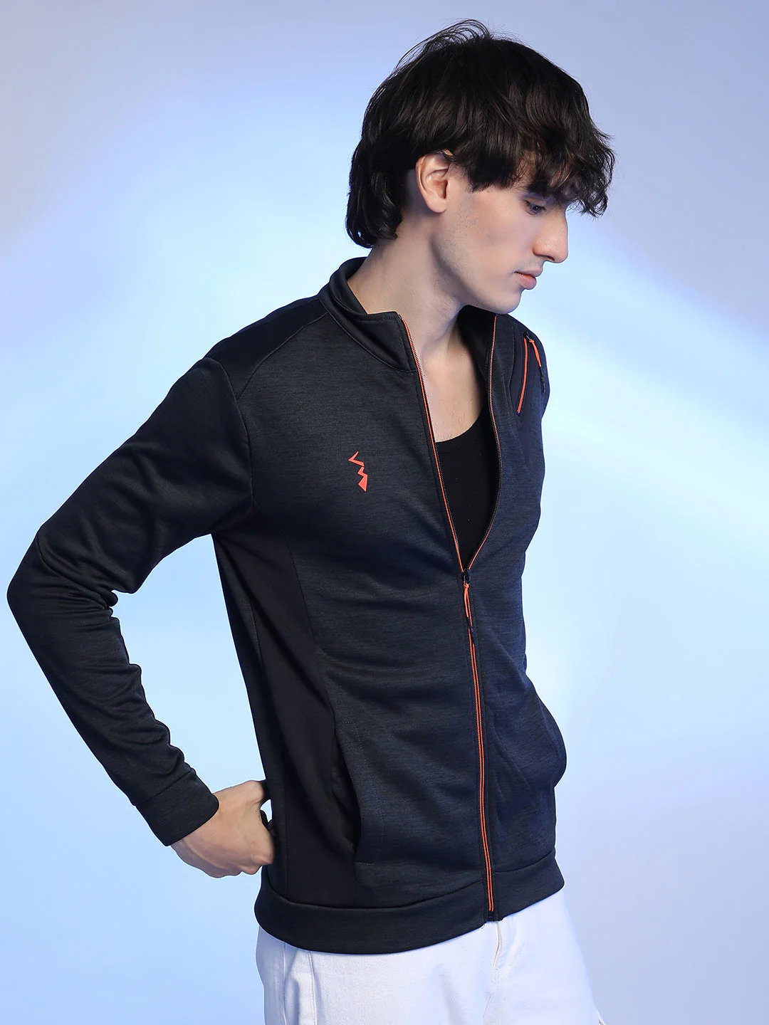 Heathered Activewear Jacket With Reflective Detail - Image 3