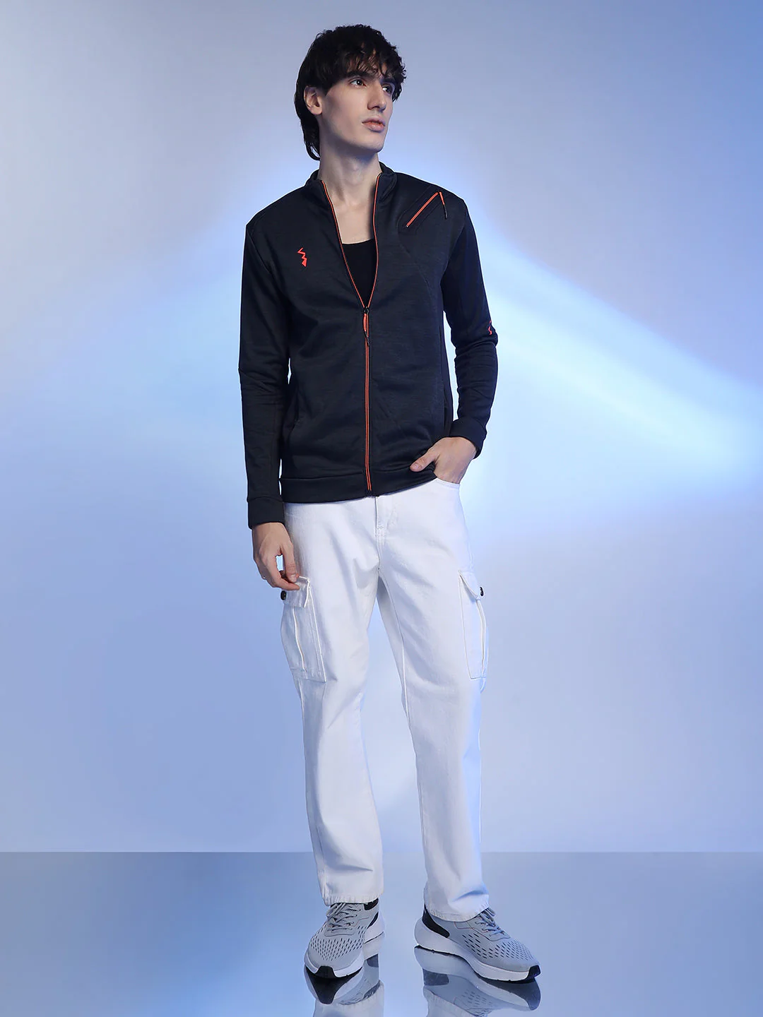Heathered Activewear Jacket With Reflective Detail - Image 5