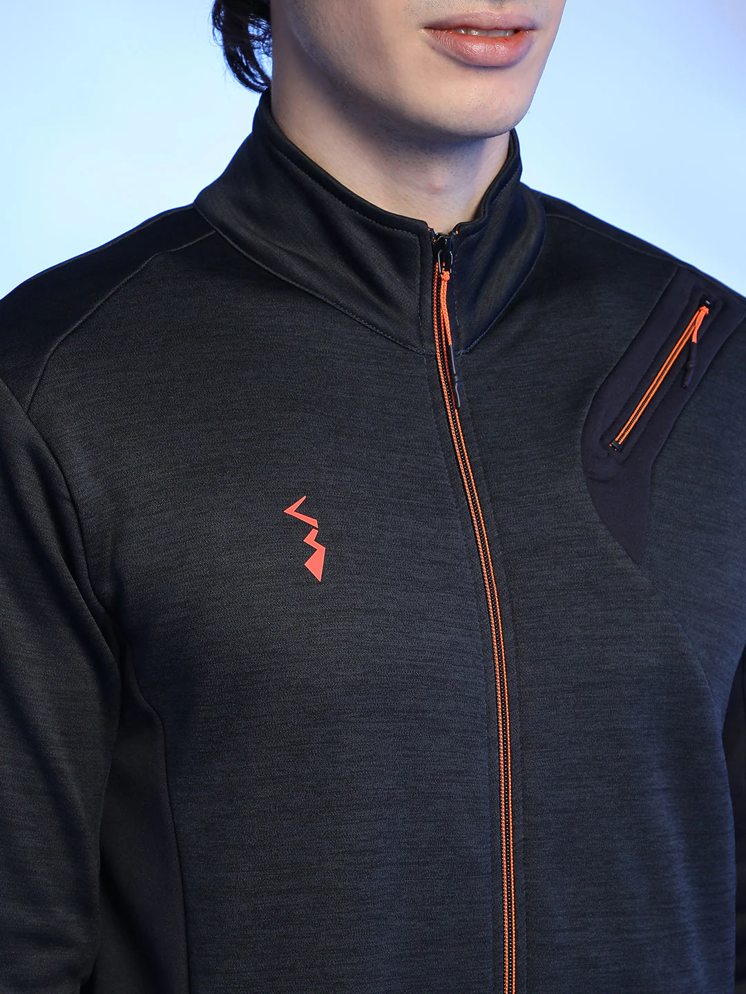 Heathered Activewear Jacket With Reflective Detail - Image 7