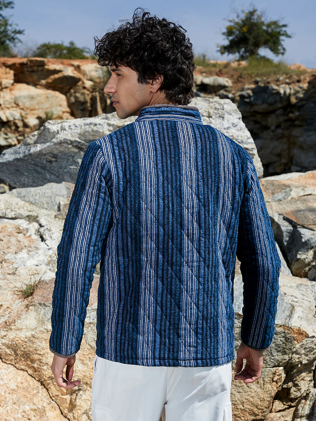 Striped Quilted Bomber Jacket - Image 4