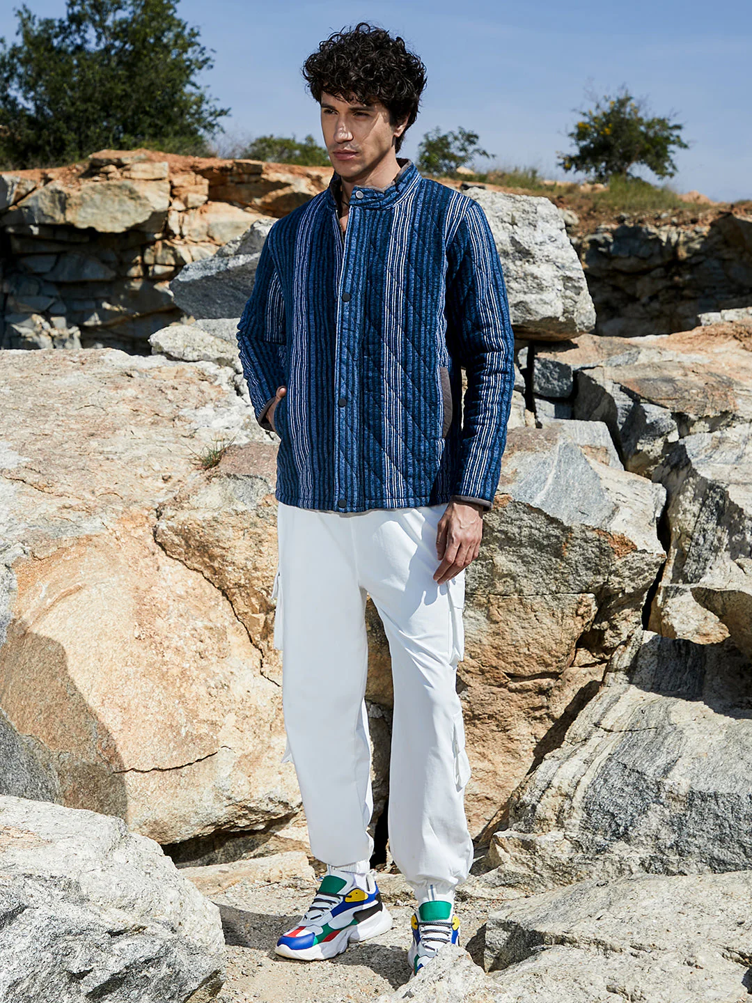 Striped Quilted Bomber Jacket - Image 5