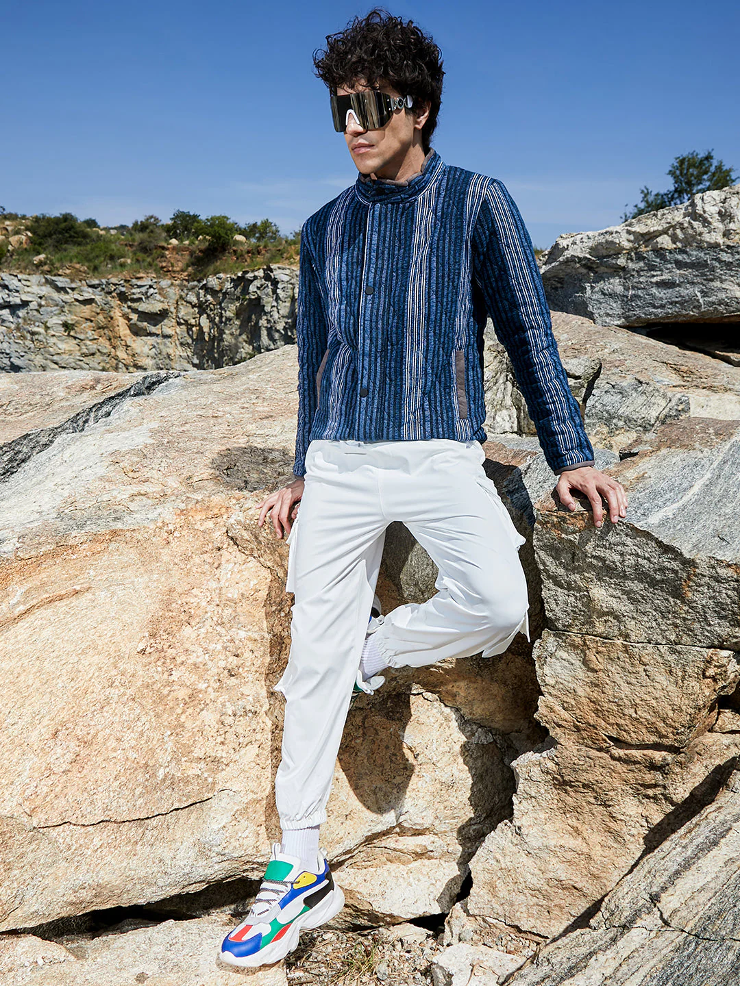 Striped Quilted Bomber Jacket - Image 6