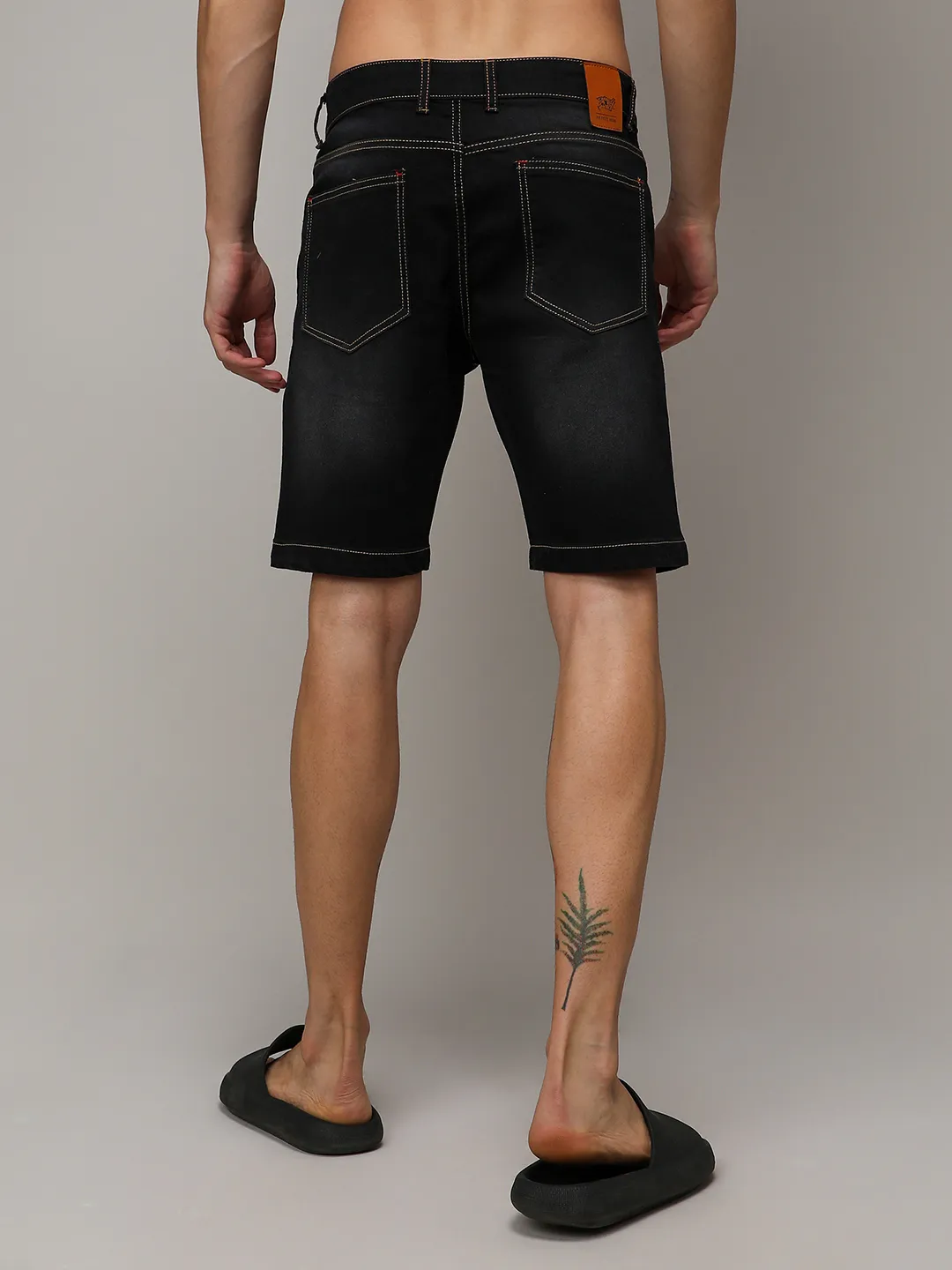 Solid Denim Shorts - Image 4