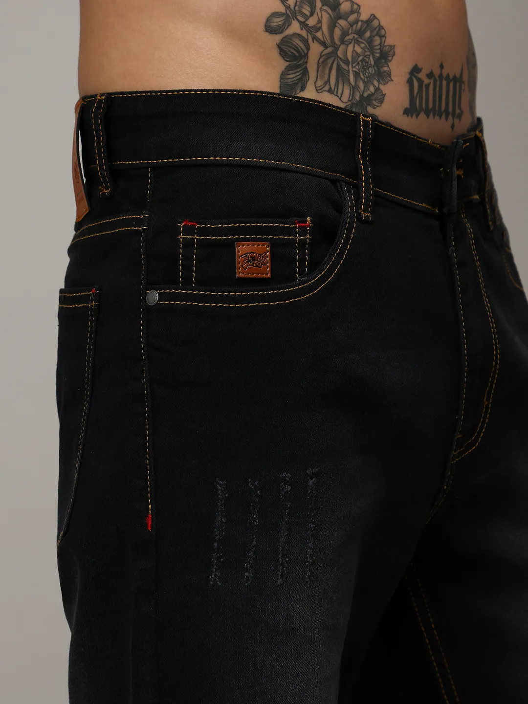 Solid Denim Shorts - Image 7