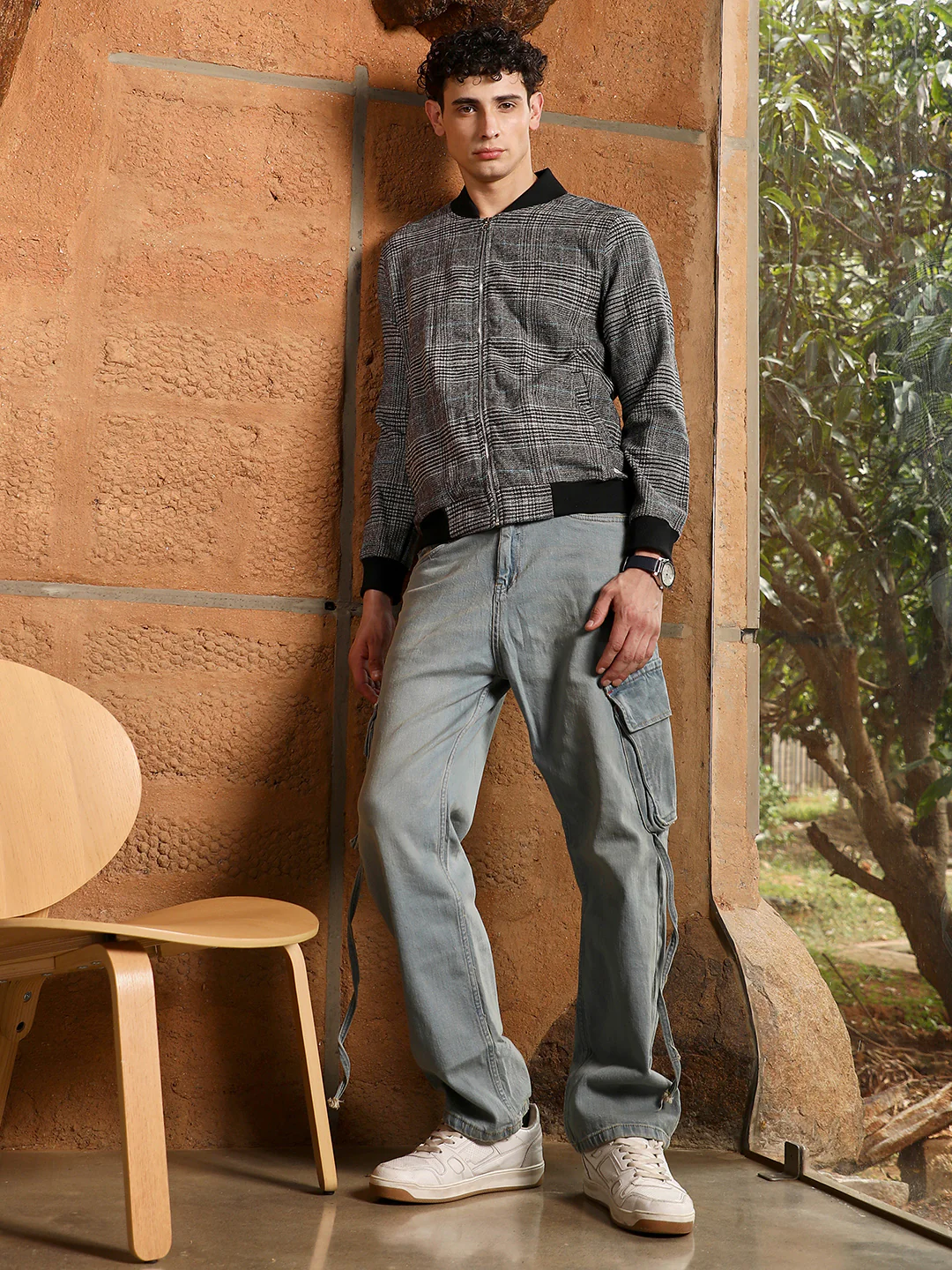 Tartan Plaid Jacket With Ribbed Hem - Image 11