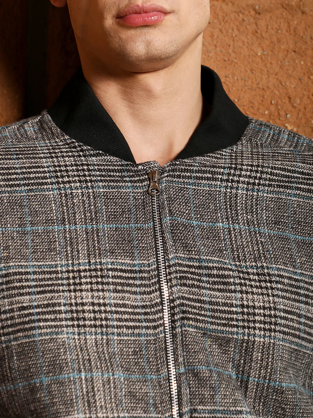 Tartan Plaid Jacket With Ribbed Hem - Image 13