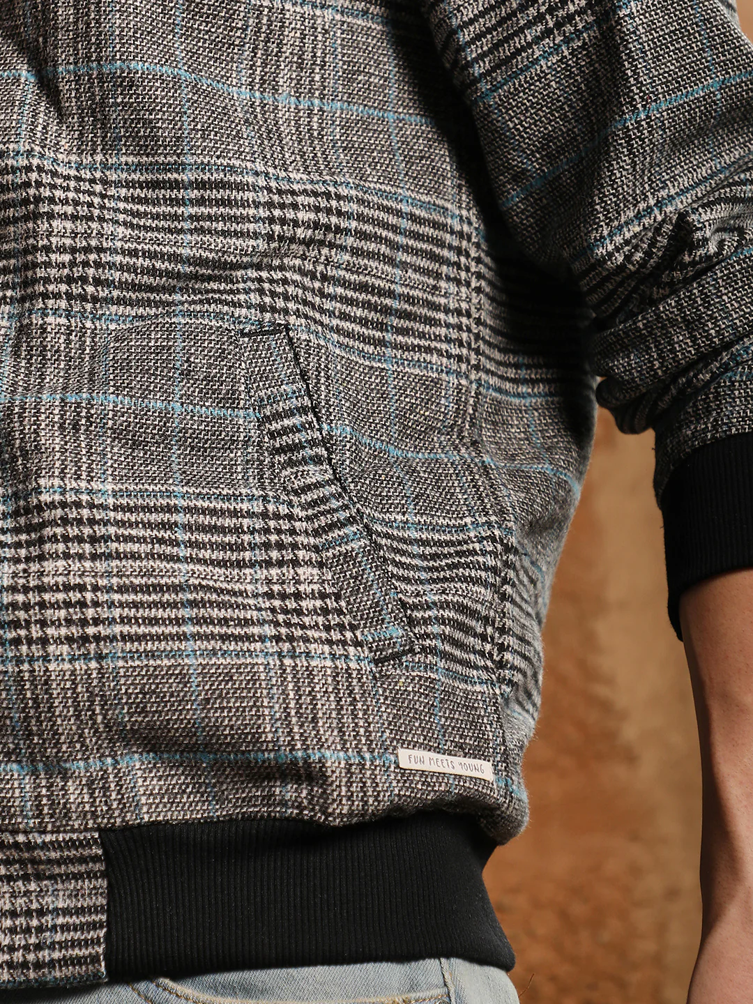 Tartan Plaid Jacket With Ribbed Hem - Image 14