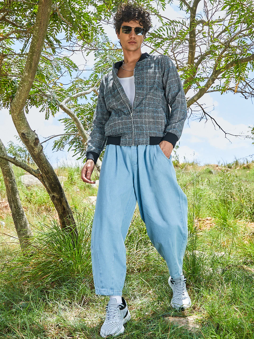 Tartan Plaid Jacket With Ribbed Hem - Image 6