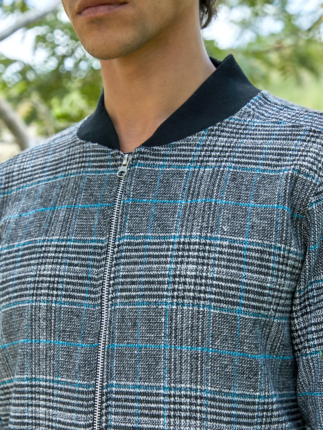Tartan Plaid Jacket With Ribbed Hem - Image 7