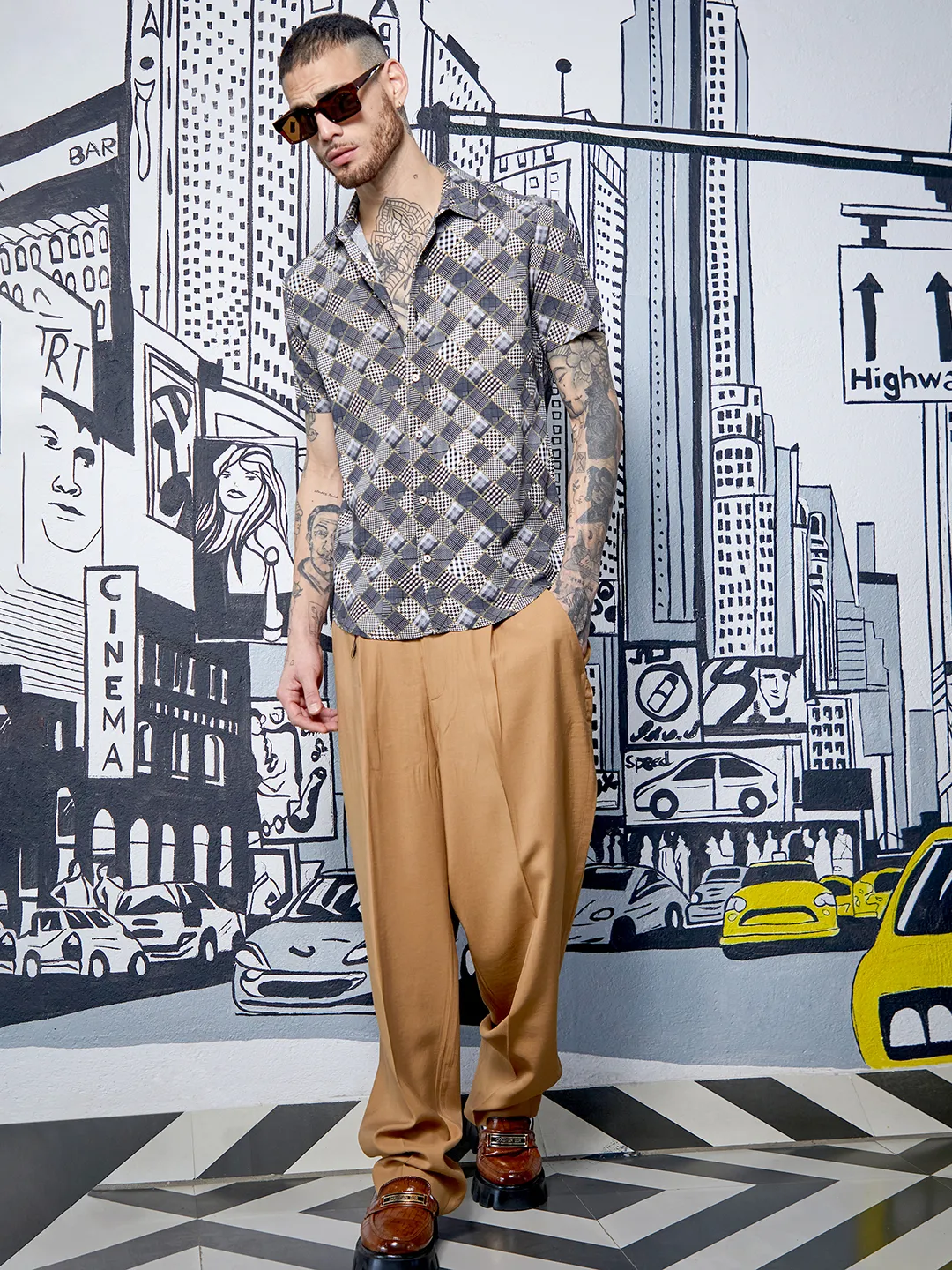 Herringbone Plaid Block Shirt - Image 2
