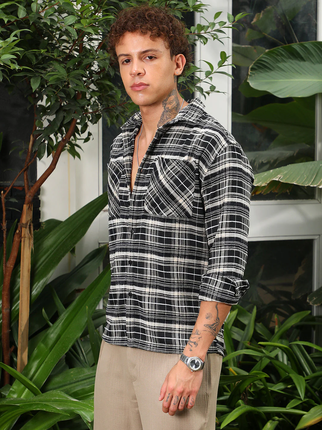 Utility Tartan Plaid Oversized Shirt - Image 3