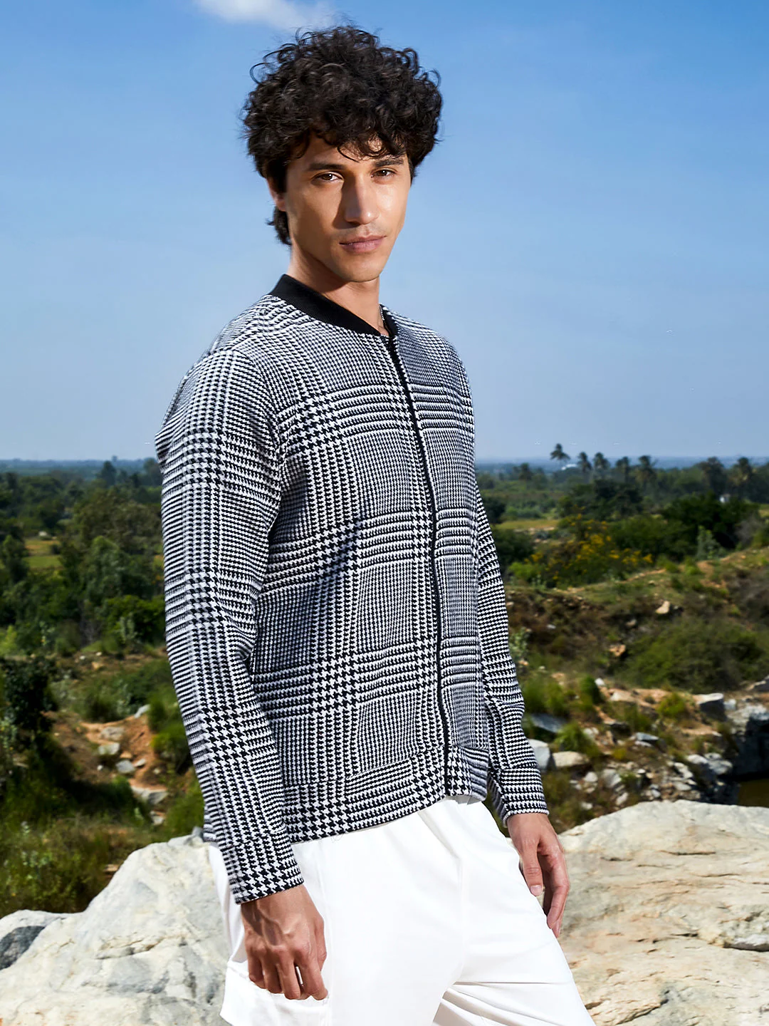 Zip-Front Houndstooth Jacket - Image 3