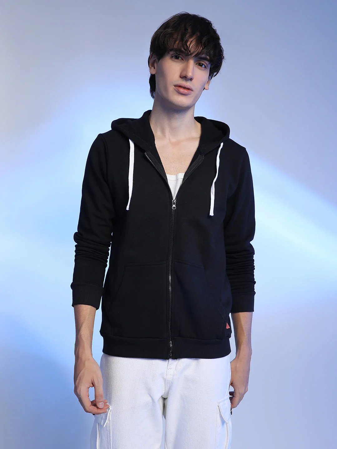 Zip-Front Hoodie With Contrast Drawstring - Image 2