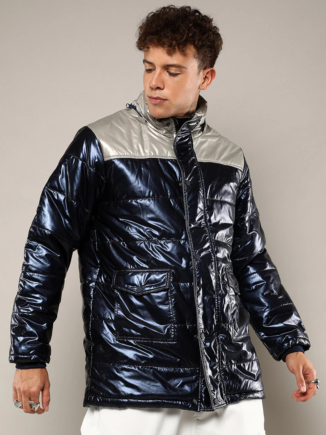 Zip-Front Puffer Jacket With Fur Detail - Image 3