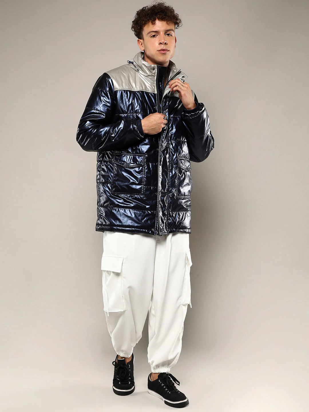 Zip-Front Puffer Jacket With Fur Detail - Image 5