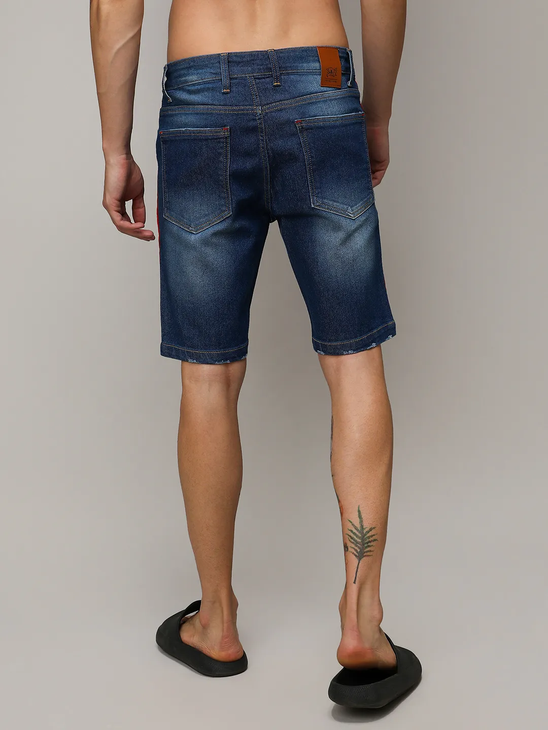 Contrast Side-Striped Denim Shorts - Image 4