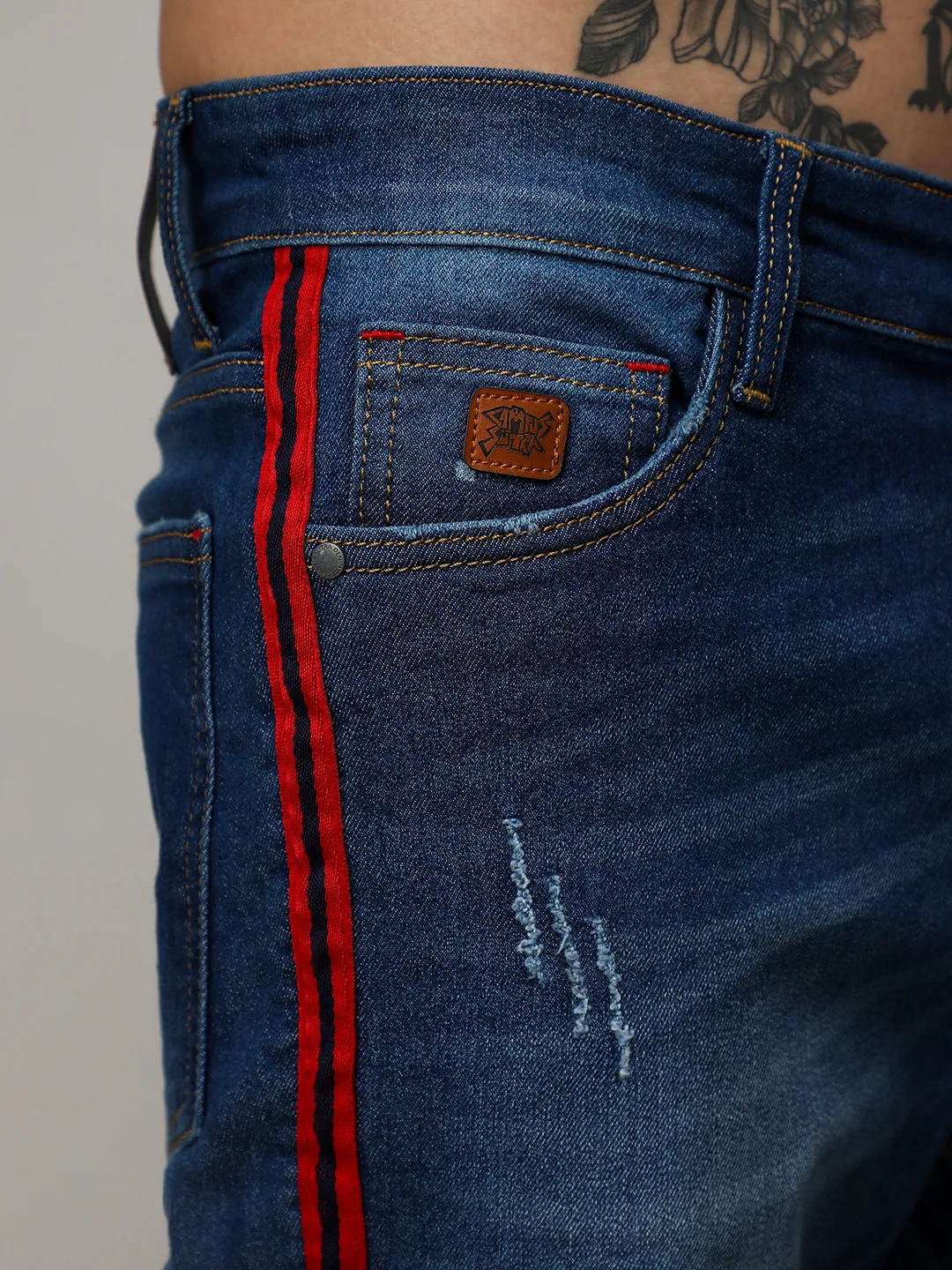 Contrast Side-Striped Denim Shorts - Image 7