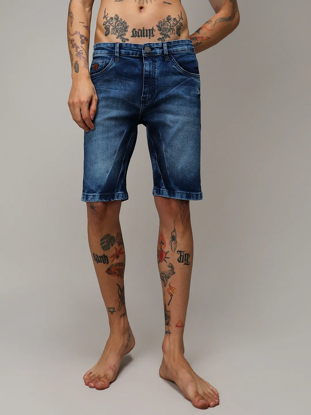 Contrast Wash Denim Shorts - Image 2