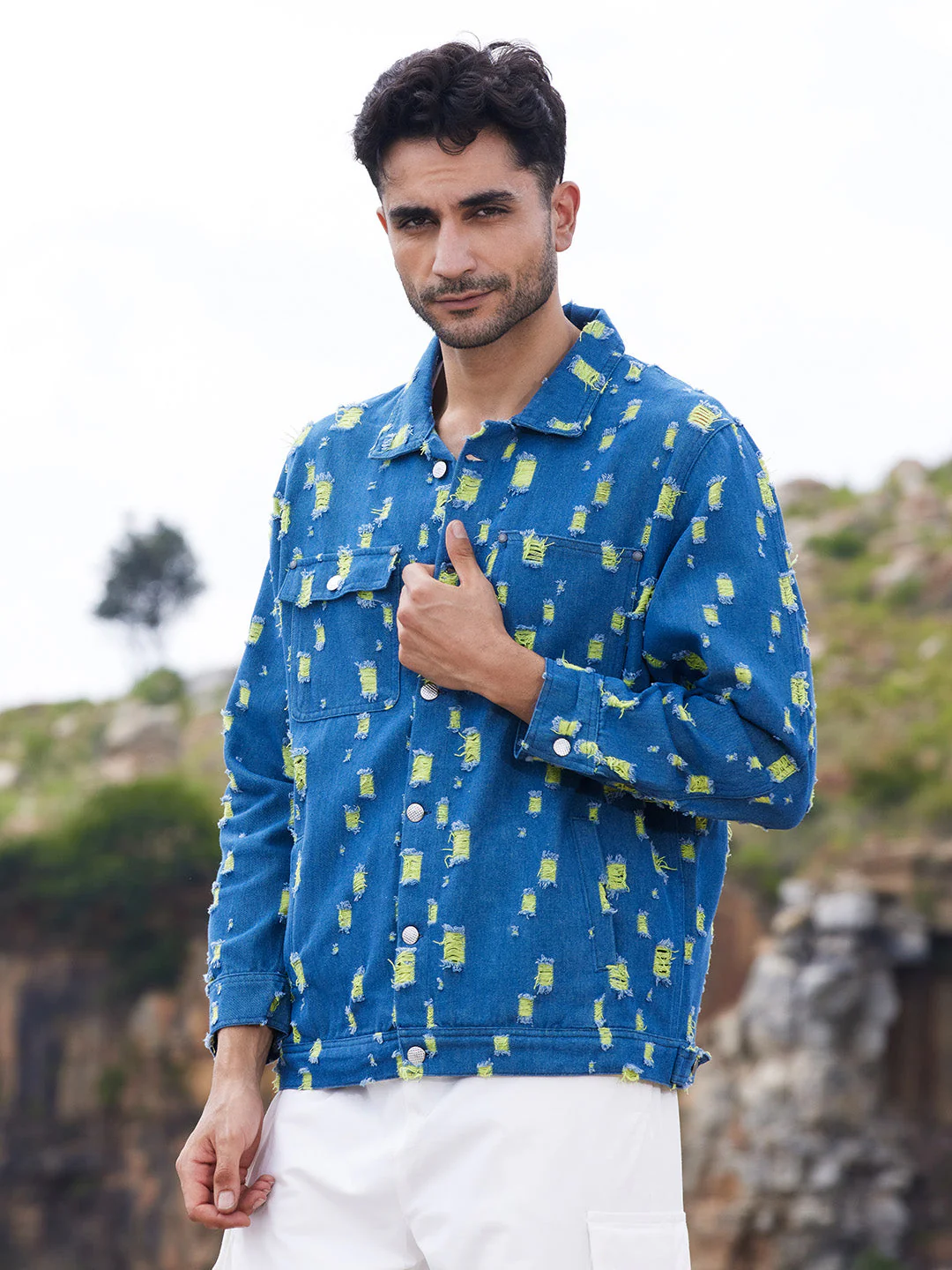 Heavy Distressed Denim Jacket - Image 3
