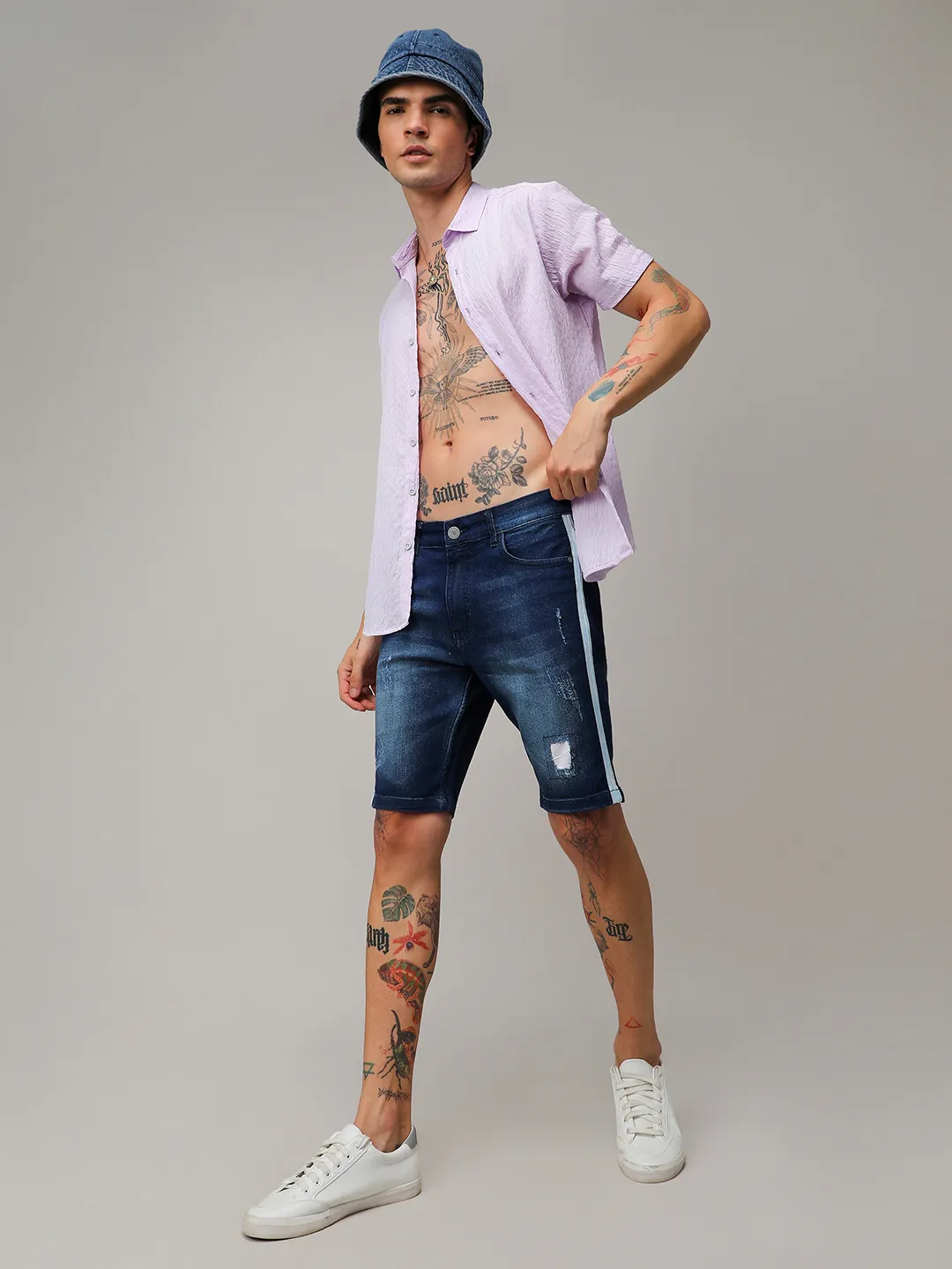 Heavy Distressed Denim Shorts - Image 6