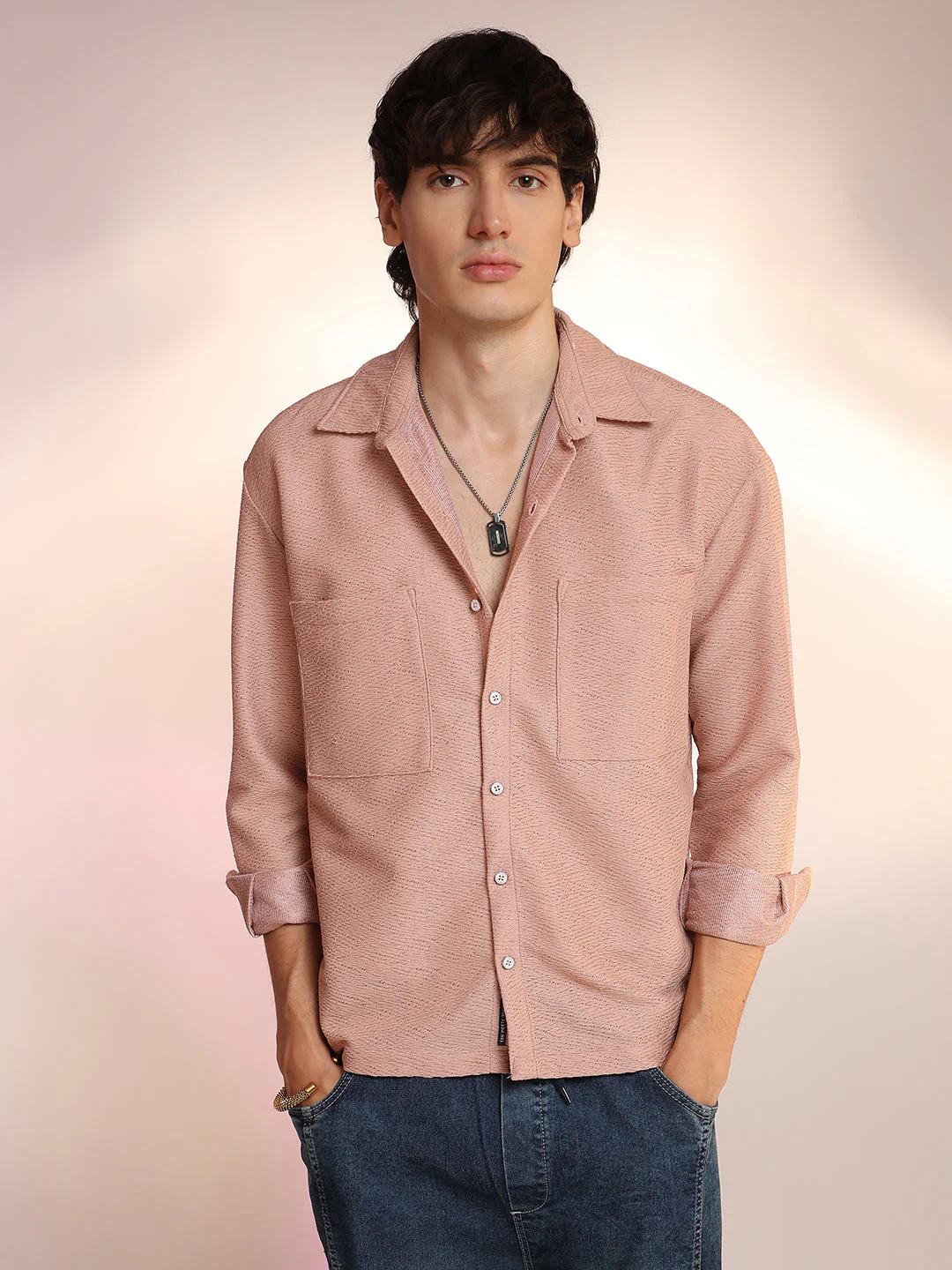 Chevron-Woven Utility Shirt - Image 2