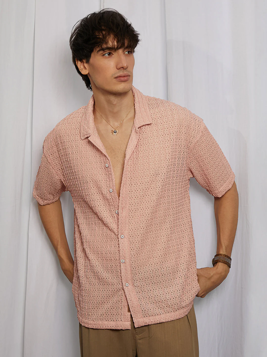 Hollow Knit Oversized Shirt - Image 2
