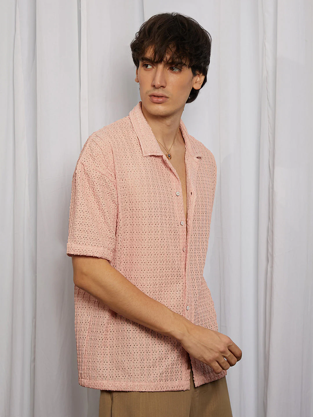 Hollow Knit Oversized Shirt - Image 3