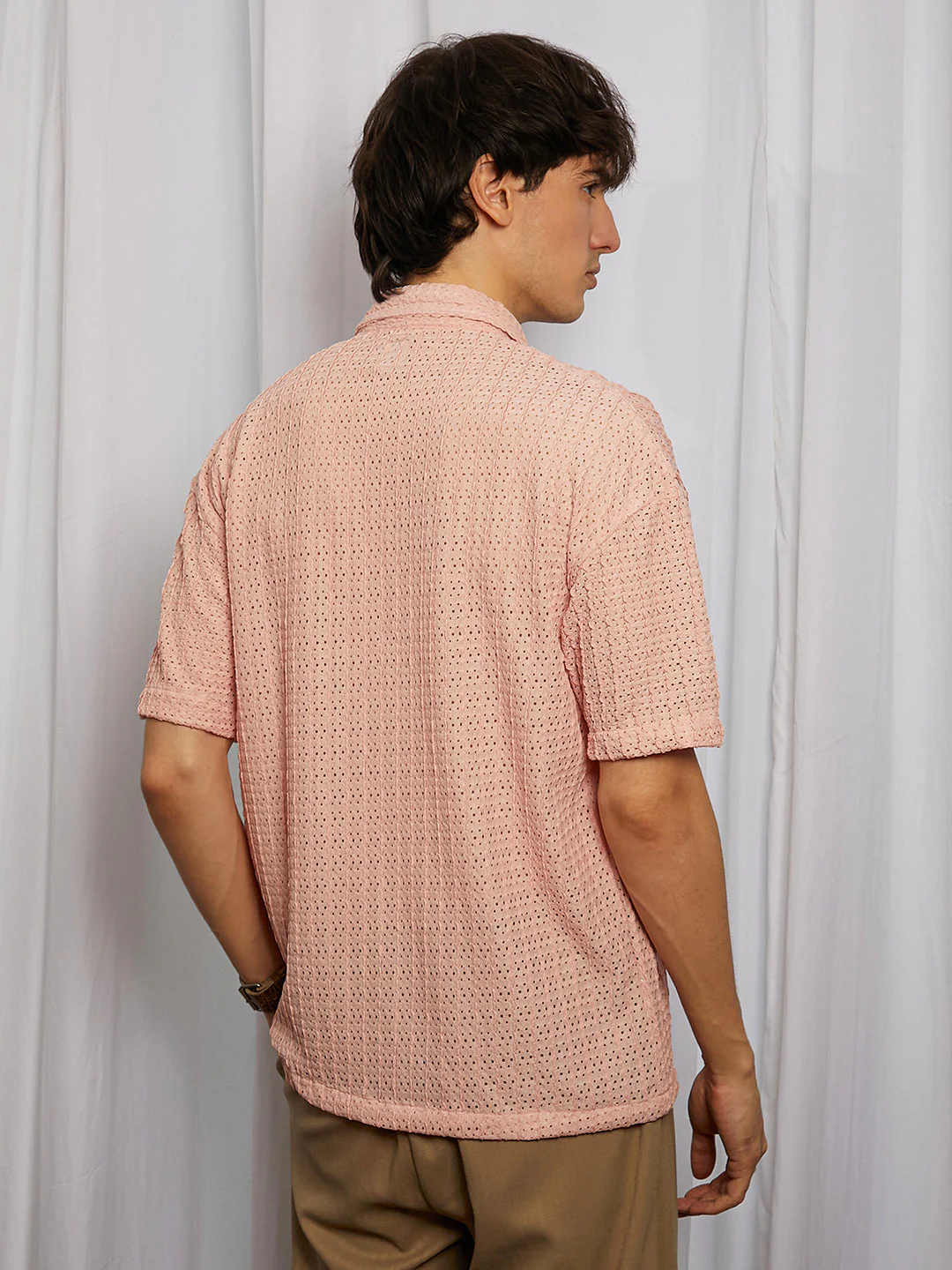 Hollow Knit Oversized Shirt - Image 4