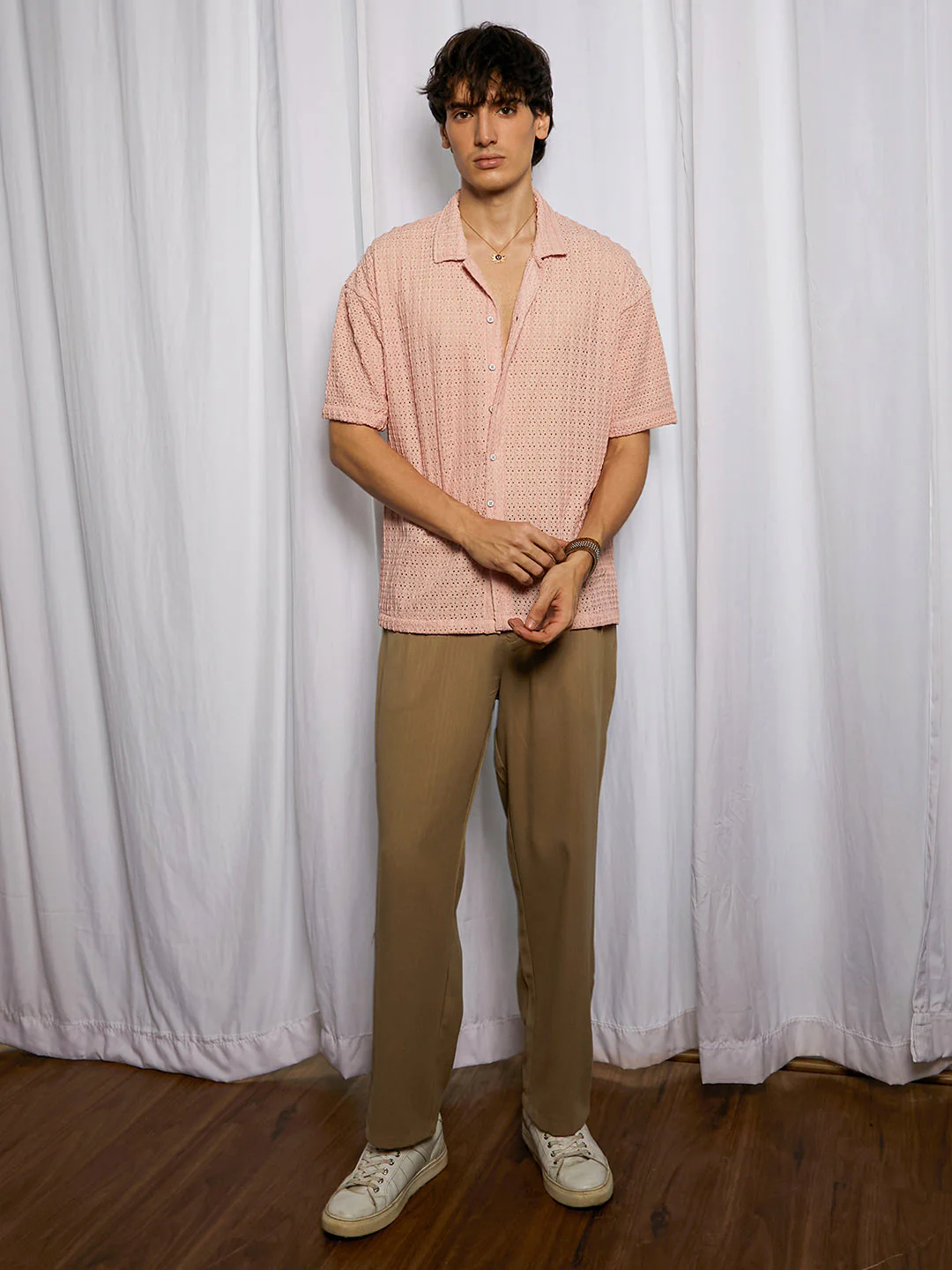 Hollow Knit Oversized Shirt - Image 5