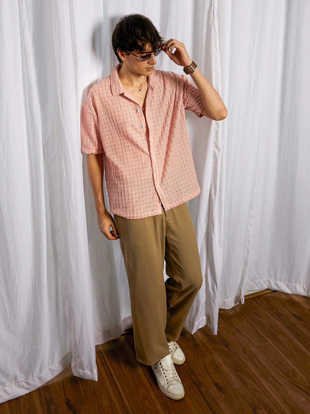 Hollow Knit Oversized Shirt - Image 6