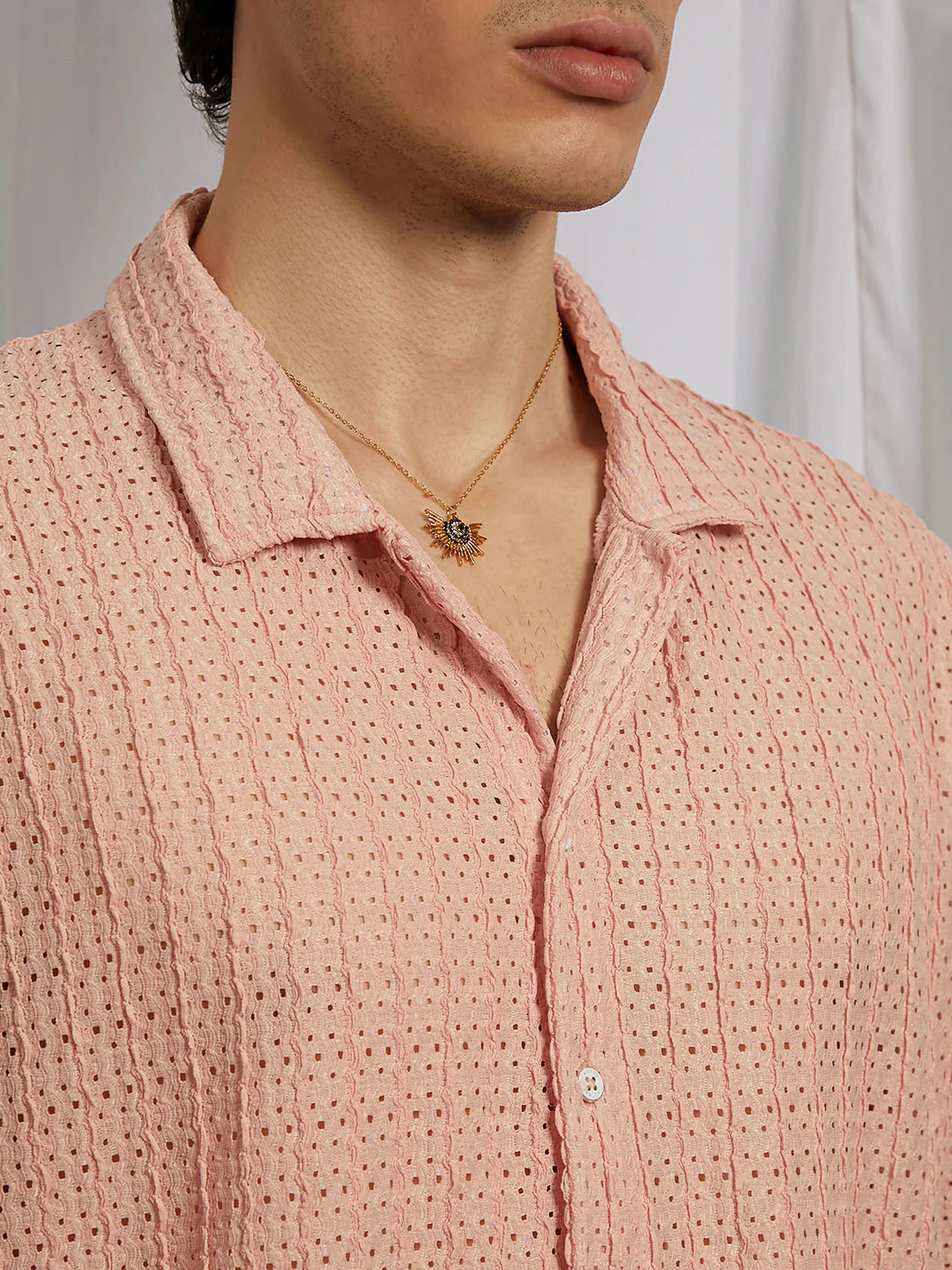 Hollow Knit Oversized Shirt - Image 7
