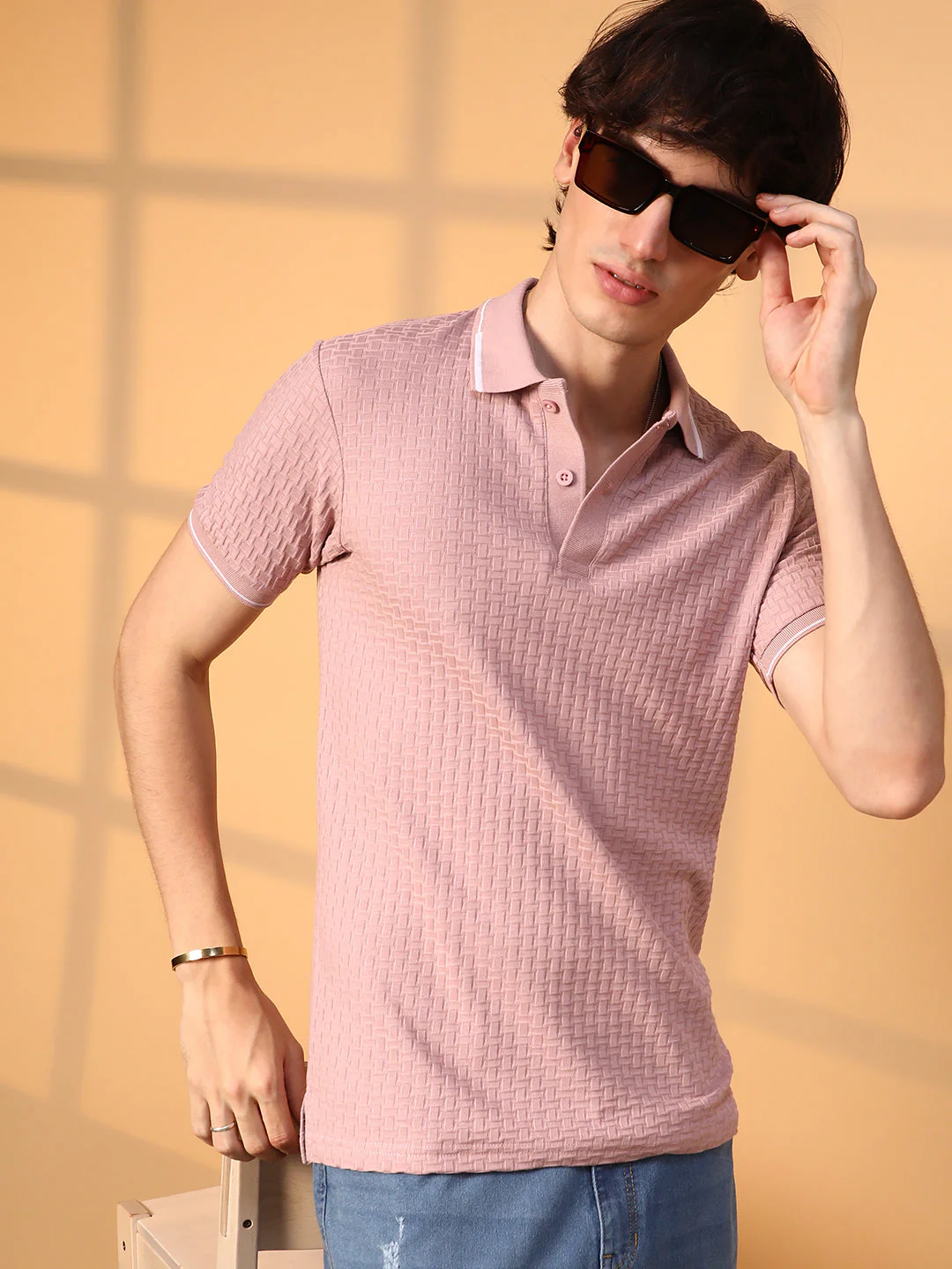 Interweave-Textured Polo T-Shirt - Image 2