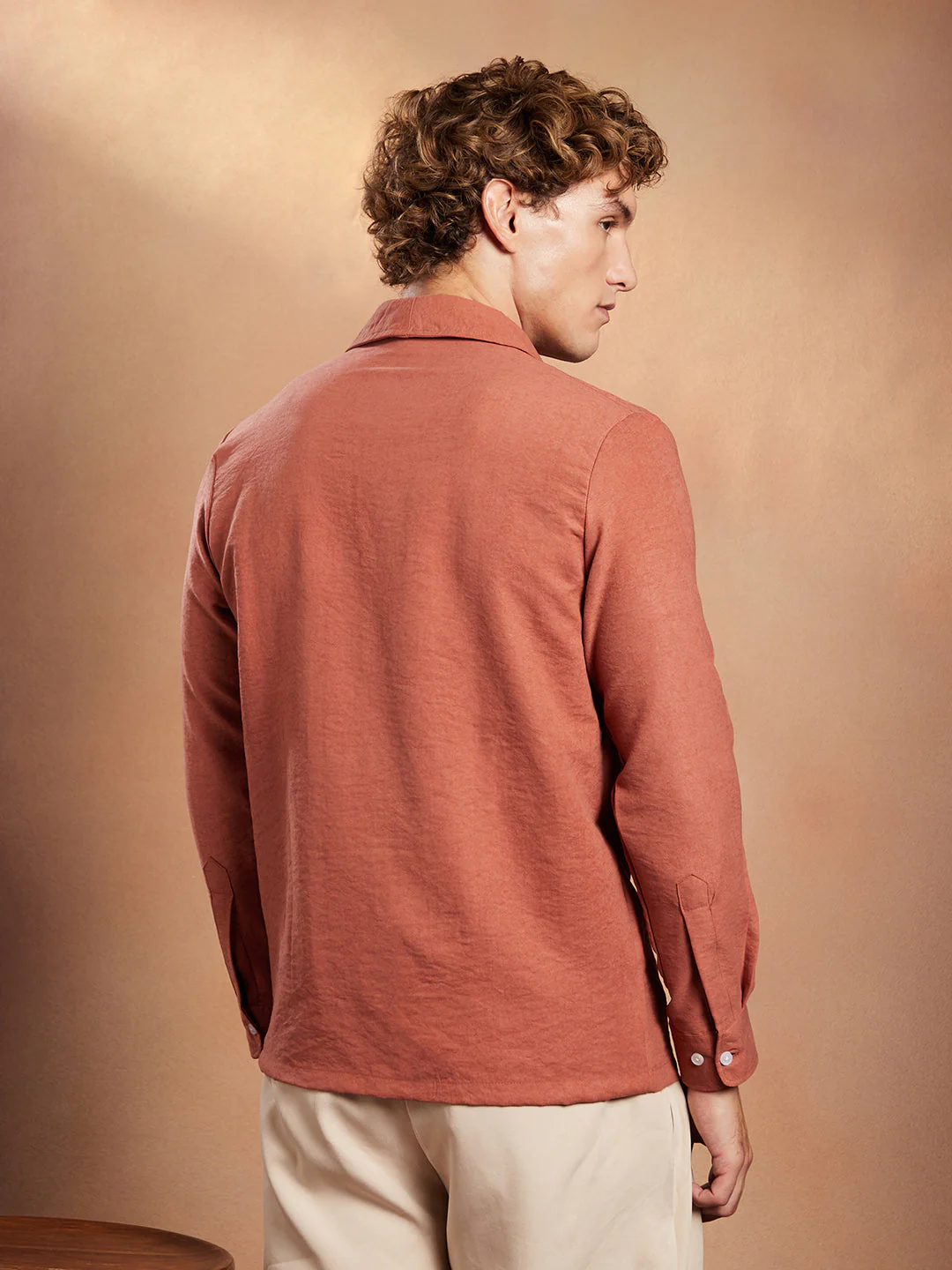 Solid Shawl Collar Oversized Shirt - Image 4