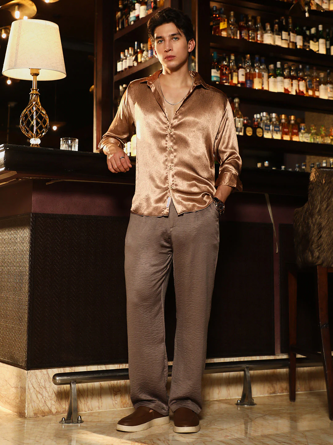 Gleaming Crushed-Satin Shirt - Image 5