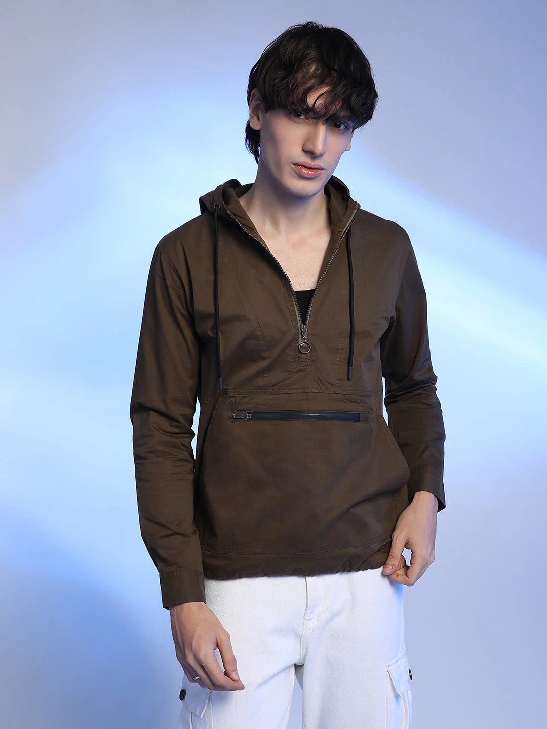 Half-Zip Utility Jacket With Contrast Drawstring - Image 2