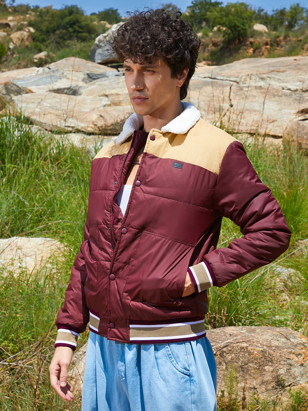 Puffer Jacket With Fleece Detail - Image 3