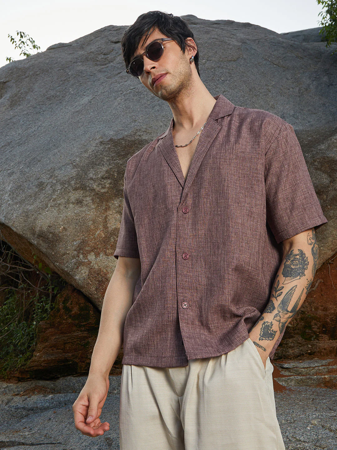 Heathered Korean Oversized Shirt - Image 3
