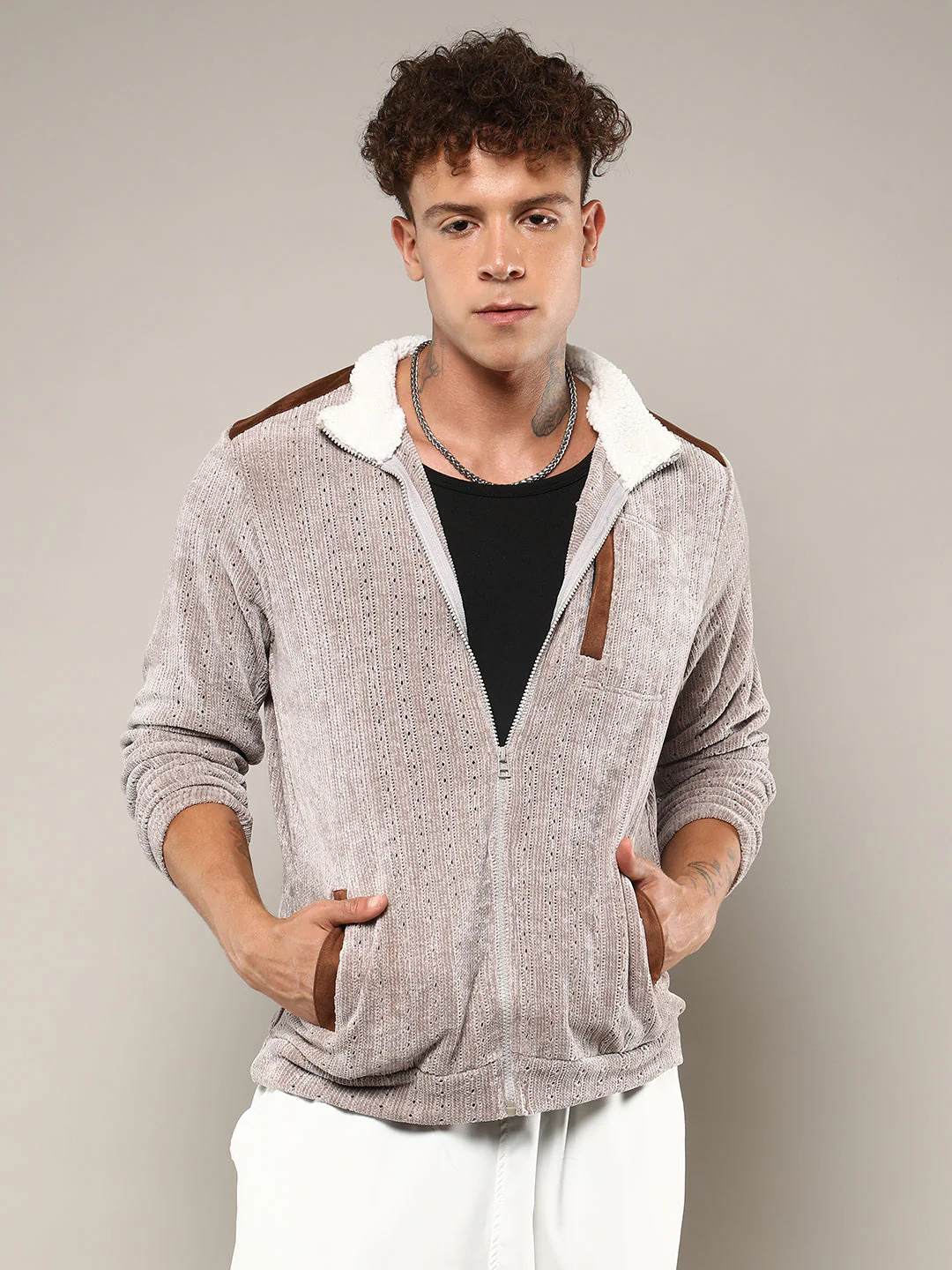Zip-Front Cable Knit Jacket - Image 2