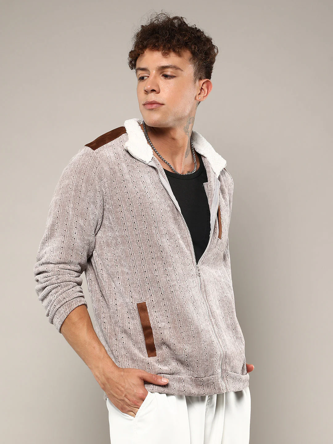 Zip-Front Cable Knit Jacket - Image 3
