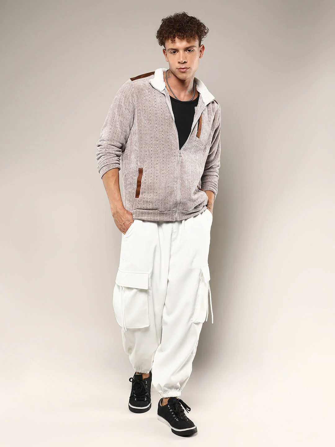Zip-Front Cable Knit Jacket - Image 5