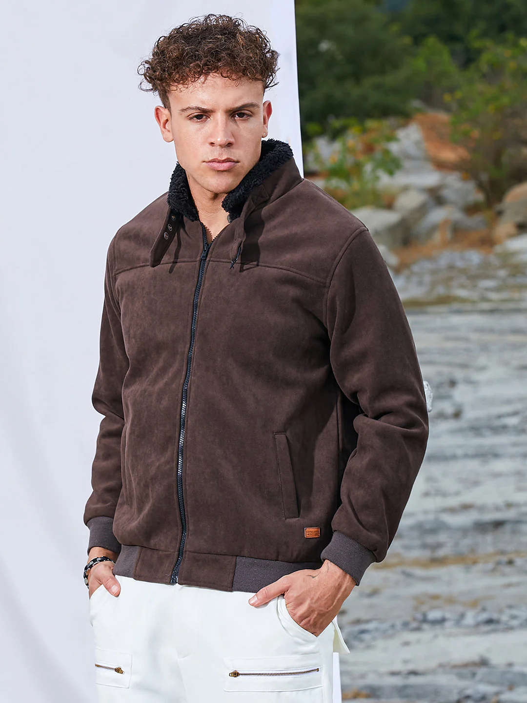 Zip-Front Jacket With Fleece Detail - Image 3