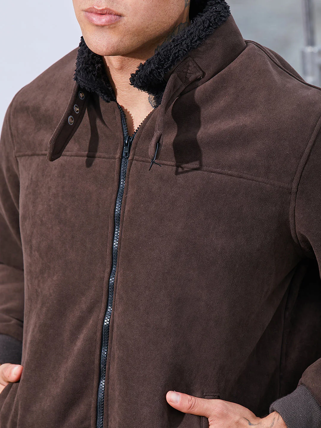 Zip-Front Jacket With Fleece Detail - Image 7