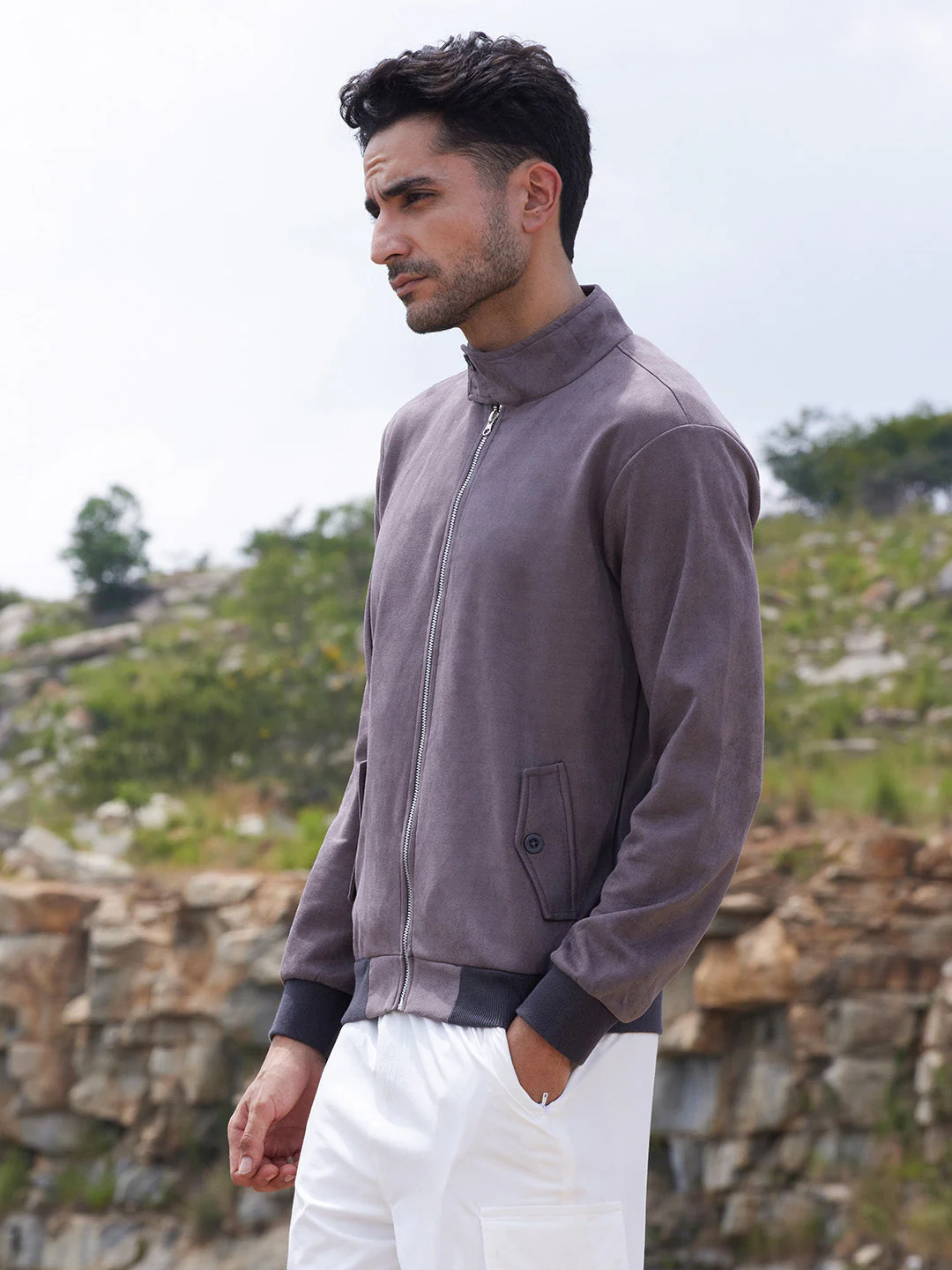 Zip-Front Jacket With Ribbed Hem - Image 3