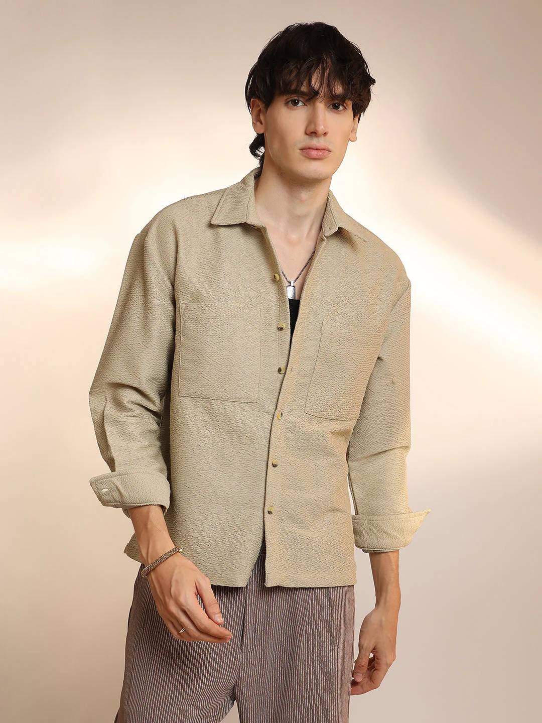 Chevron-Woven Utility Shirt - Image 2