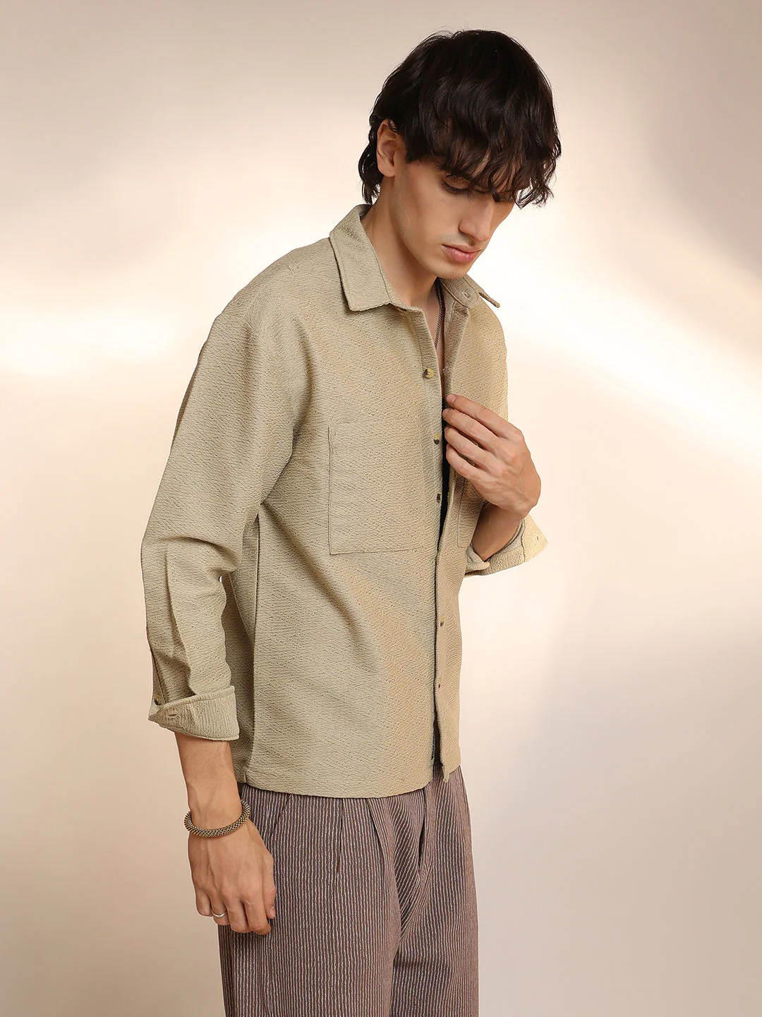 Chevron-Woven Utility Shirt - Image 3